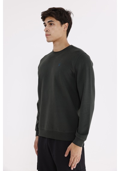 Rowinger Modal Karışımlı Yumuşak Dokulu Rahat Kalıp Esnek Kullanım Sunan Sweatshirt Haki