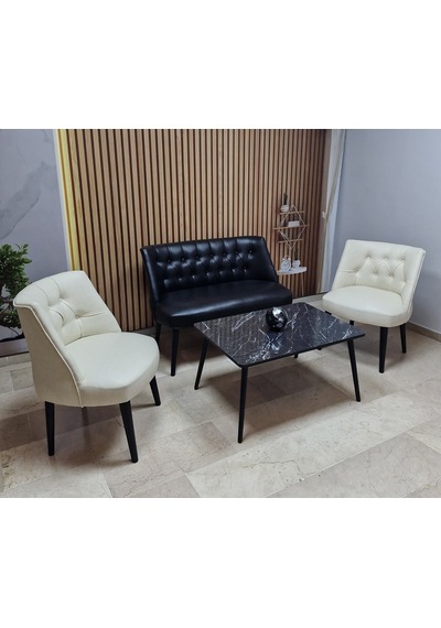 Azra Mobilya Deri Çay Seti Koltuk Takımı + Sehpa - Oturma Grubu - Cafe Mobilya - Ofis Mobilya - Balkon Mobilya Siyah-krem Azra Mobilya Deri Çay Seti Koltuk Takımı + Sehpa - Oturma Grubu - Cafe Mobilya - Ofis Mobilya - Balkon Mobilya Siyah-krem