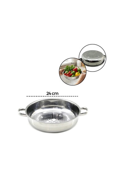 Hubrendy Tedarik 24 Cm Kulplu Basık Metal Süzgeç Diğer