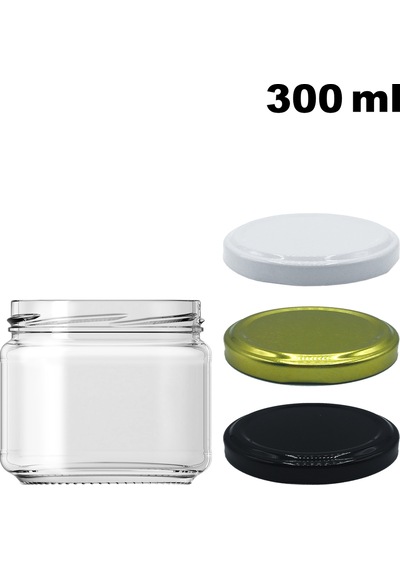 Afracam 300 ML Siyah Metal Kapaklı Şeffaf Cam Kavanoz
