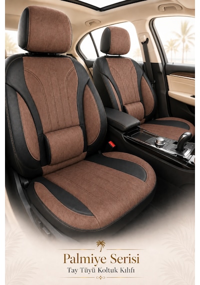 Fiat Tipo 1990-2000 Uyumlu Palmiye Serisi Taba Siyah Oto Koltuk Kılıfı