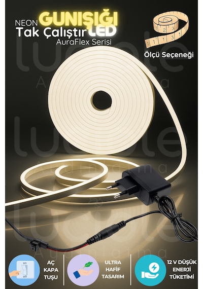 1 Metre 3200k Neon Led Şerit Auraflex Tak-çalıştır Aç-kapa Günışığı Dekor Işığı