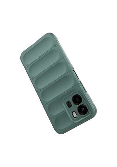 Oppo A6x Kılıf Esnek Tpu Oyuklu Arka Yüzey Tasarımlı Etnik Silikon Kapak Koyu Yeşil