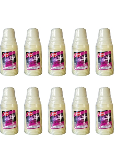 Roll-up Party Dreams Parti Davet Piknik Renkli Plastik Sert Mika Bardak - Sarı - 25'li 10 Paket Sarı