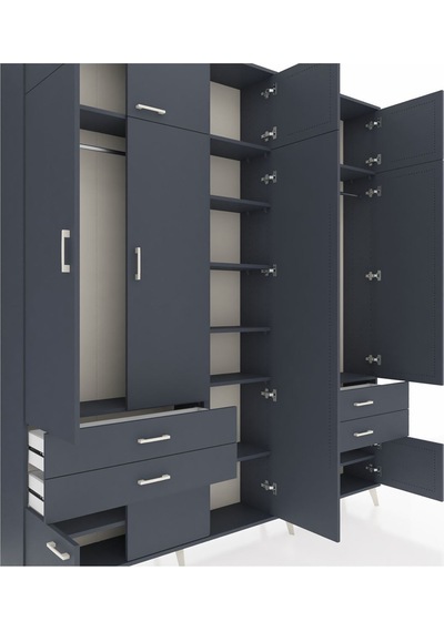 Arges Dolap 12 Raflı 4 Çekmeceli 2 Askılı 220x30x243 Antrasit-antrasit/antrasit Antrasıt/antrasıt Arges Dolap 12 Raflı 4 Çekmeceli 2 Askılı 220x30x243 Antrasit-antrasit/antrasit Antrasıt/antrasıt