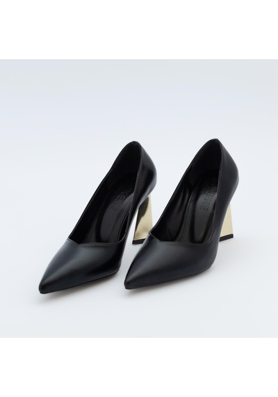 Beta Kapalı Sivri Burun 8cm Kalın Topuk Abiye Stiletto Topuklu Ayakkabı 001