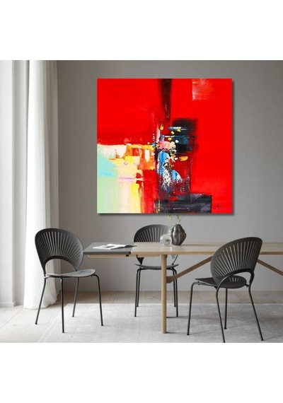 Soyut Büyük Boy El Yapımı Yağlı Boya Tablo 106x108cm