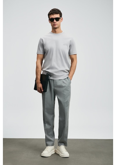 Lufian Erkek Roland Basic T-shirt 112020058 Gri Gri