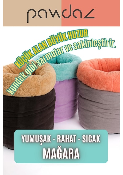 Modern Kedi Ve Köpek Mağara Yatağı, 80x60x3 Cm, Sakinleştirici Ve Konforlu, Serin Mat Kılıfı İle Şeftali