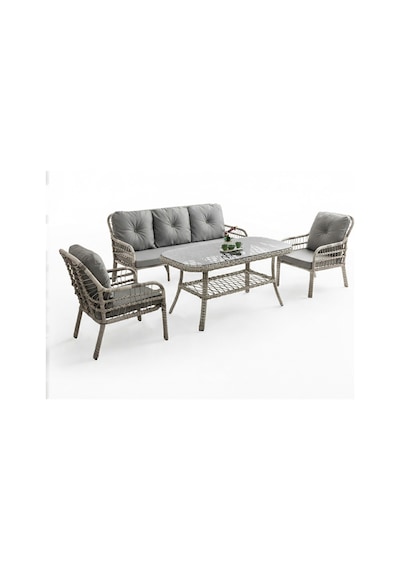 Capri Swing Pisa Üçlü Rattan Bahçe Balkon Oturma Grubu Beyaz 801