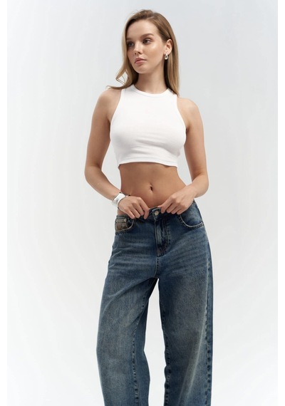 Mai Collection Mai Studios Co. Fleur Fitilli Halter Yaka Beyaz Crop Beyaz