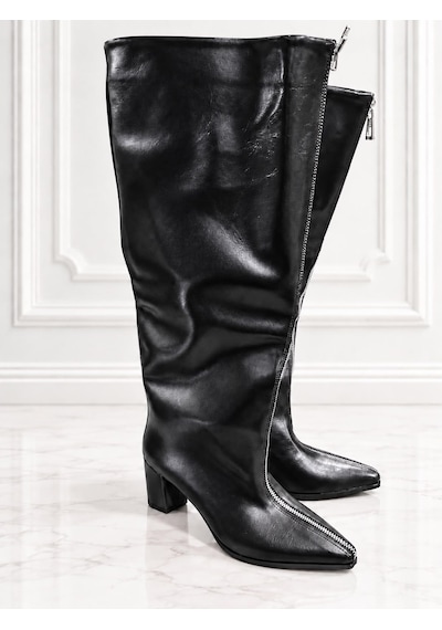 Dabab Shoes Erıca Kadın Siyah Kırışık Rugan Cilt Sivri Burun Önden Fermuarlı Geniş Baldır 6 Cm Kalın Topuklu Uzun Çizme Dabab Shoes Erıca Kadın Siyah Kırışık Rugan Cilt Sivri Burun Önden Fermuarlı Geniş Baldır 6 Cm Kalın Topuklu Uzun Çizme
