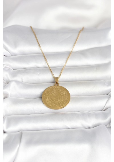 316l Çelik Gold Renk Ayetel Kürsi Yazılı Kolye Renkli 88610276