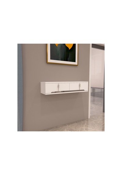 Roza 90 Cm Kapaklı, Raflı ,duvara Monte Dresuar Makyaj Masası Beyaz-gümüş Beyaz-gümüş