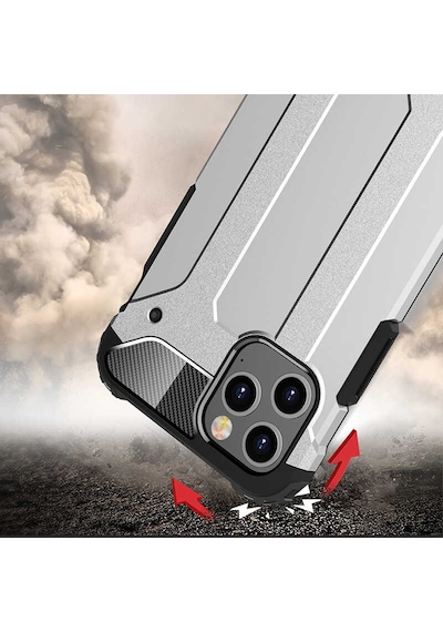 Noktaks - Apple Uyumlu iPhone   12 Pro Max - Kılıf   Çift Katman Zırh Tank Crash Military Kapak - Siyah
