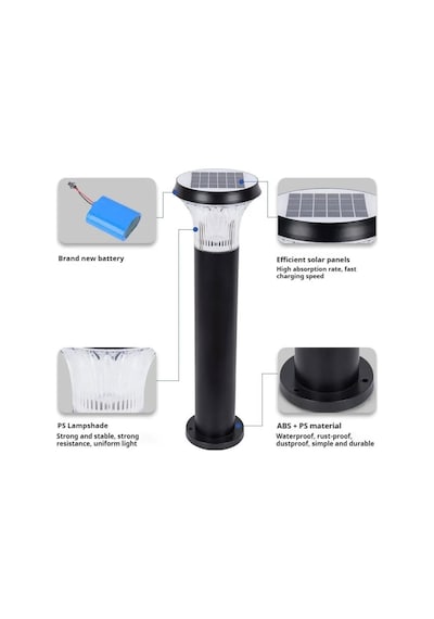 Forlife 100watt Güneş Enerjili Solar Bahçe Armatürü 60cm Direkli Fl-3341