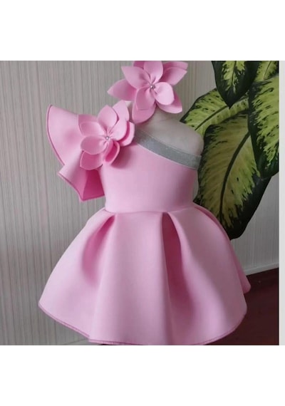 Kız Çocuk Dalgıç Kumaş Pembe Çiçekli Bandalı Tek Omuz Elbise Pembe Kız Çocuk Dalgıç Kumaş Pembe Çiçekli Bandalı Tek Omuz Elbise Pembe