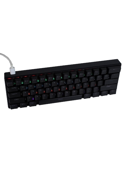 H61k Mini Mekanik Kablolu Gaming Oyuncu Klavye Türkçe Q Blue Switch 12 Ad Rgb Led Işık Modlu 61 Tuşlu Siyah