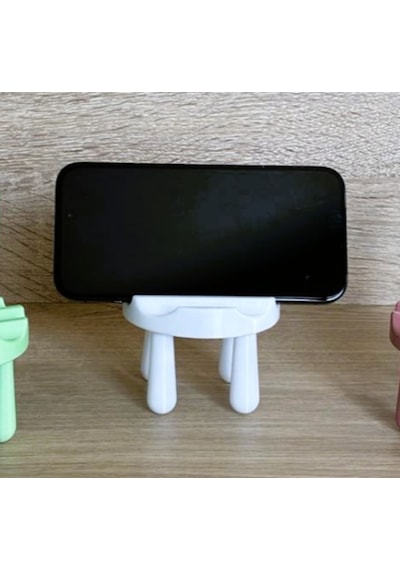 Telefon Standı Sandalye Beyaz Mini Sandalye