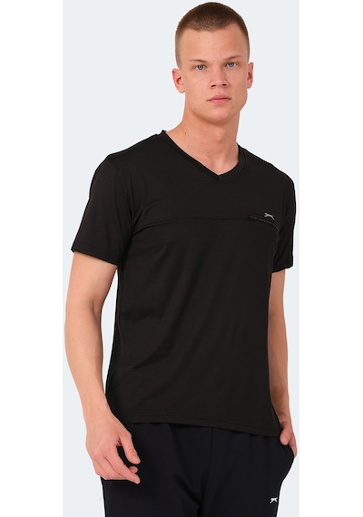 Slazenger KALLIAS Erkek Cepli V Yakan Siyah Tişört
