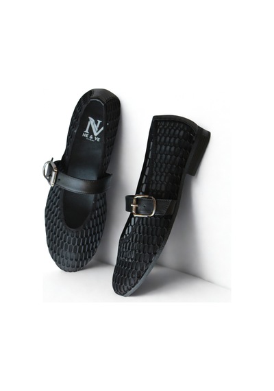 Ne&ve Shoes Siyah File Tek Bantlı Günlük Rahat Babet