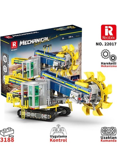 Reobrix Technic 22017 Kepçeli Ekskavatör Kumandalı&motorlu Yapı Blok Seti Building Bucket Wheel Excavator -3188parça