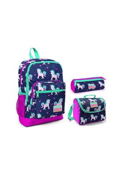 Coral High Mor Unicorn Kız Çocuk 3'lü İlkokul Çanta Seti