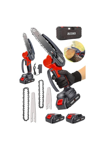 Ayrex Steiner Alman 148 Vf 10 Ah%100 Kömürsüz Motor Akülü Dal Kesme Budama Testere Bıçkı Makinesi 15 Cm Kırmız