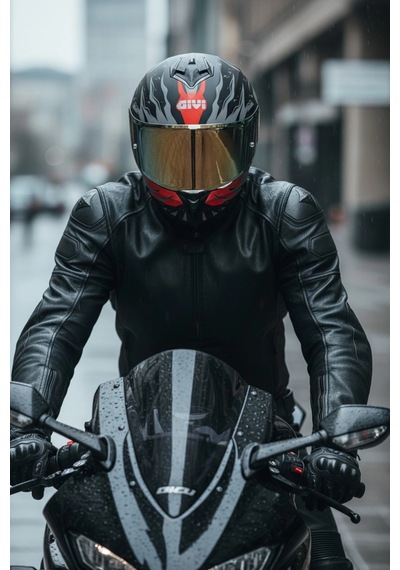 Gıvı 50.x Sharkbıte Mat  1 Renkli 1 Şeffaf Vizörlü Motosiklet Kask Gold Vizör + Şeffaf