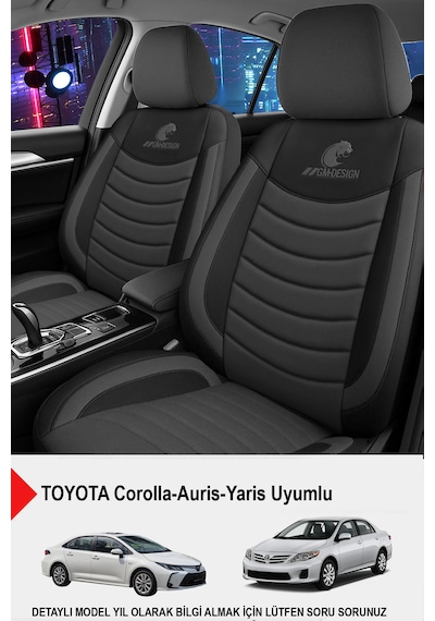 Panther Serisi Keten Kumaş Oto Koltuk Kılıfı Toyota Corolla-auris-yaris Uyumlu Füme