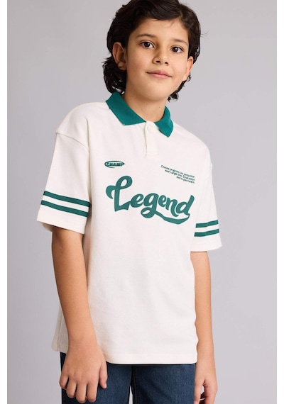 Defacto Oversize Ekru Erkek Çocuk Polo Yaka T-shirt G7474a8/er105 Ekru
