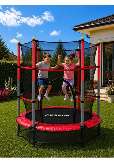 CKSpor 140 Cm 55 İnç Tam Boy Koruma Fileli Çocuk Trambolini Güvenlik Fileli Trambolin 140 x 160 CM