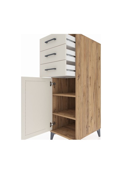 Kronos Dolap 2 Raflı 3 Çekmeceli Tek Kapaklı 44x59x134 Çam-aytaşı Atlas Çam