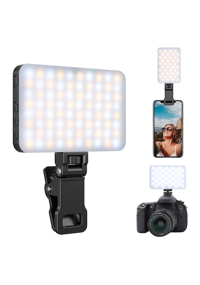 Fototek Led 120 Mini Klipsli Foto Kamera Işığı Cep Telefonu Led Işık Selfie Işık Şarj Edilebilir