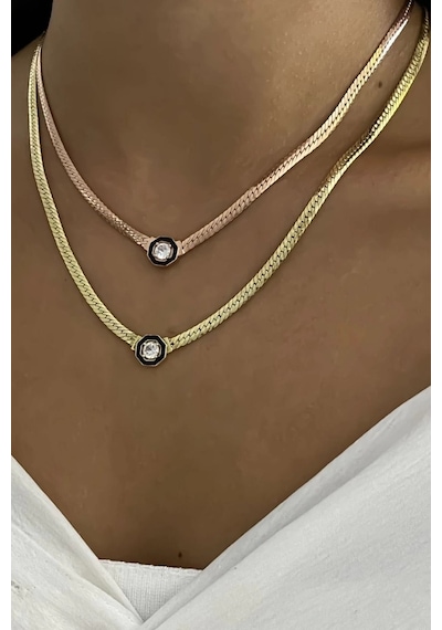 Serenay Sarıkaya Kolye Çağla Kolye Choker Chain 18 K Rose Kaplama 925 Ayar Gümüş Kolye