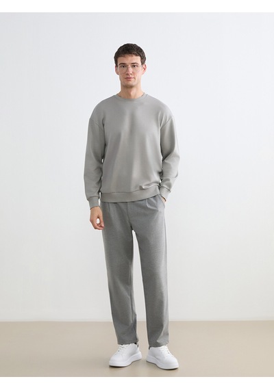 Lcw Vision Gri Bisiklet Yaka Erkek Sweatshirt