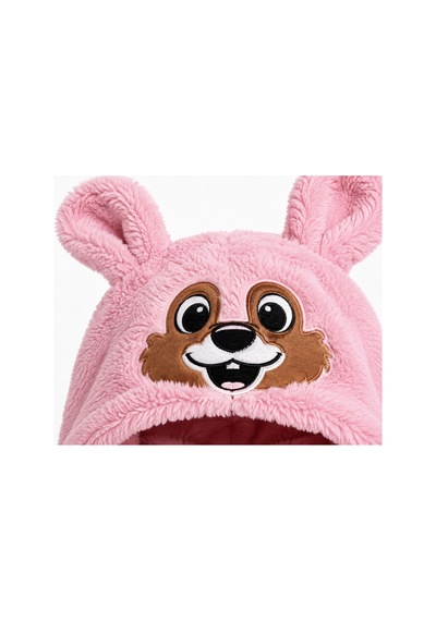 Chicsy Baby Tatlı Kız Bebek Welsoft Tulum Hayvan Yüzü Nakışlı Kulaklı Kapüşonlu Fermuarlı Peluş Kışlık Bebek Tulumu Gül Kurusu