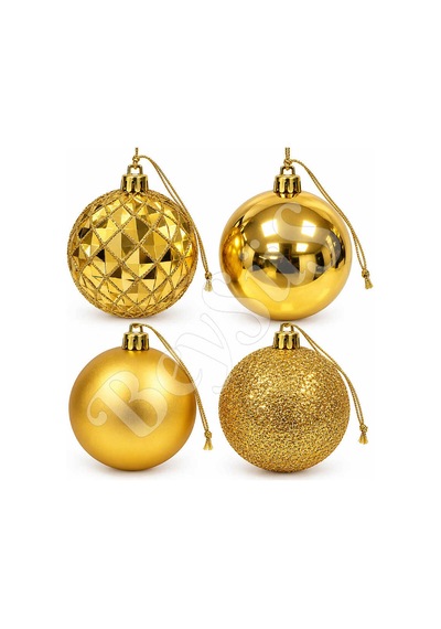 Yılbaşı Ağacı Süsü Lüks Gold Cici Top 4lü 10 Cm