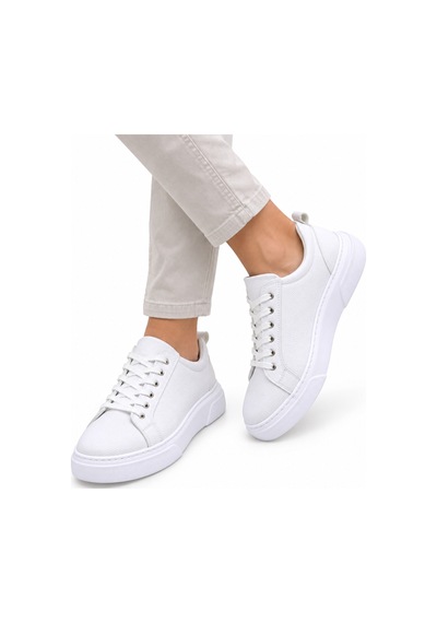 Yalçın Erkek Casual Bağcıklı Ortopedik Rahat Kaymaz Taban Sneaker Ayakkabı Beyaz - 919615758 Beyaz