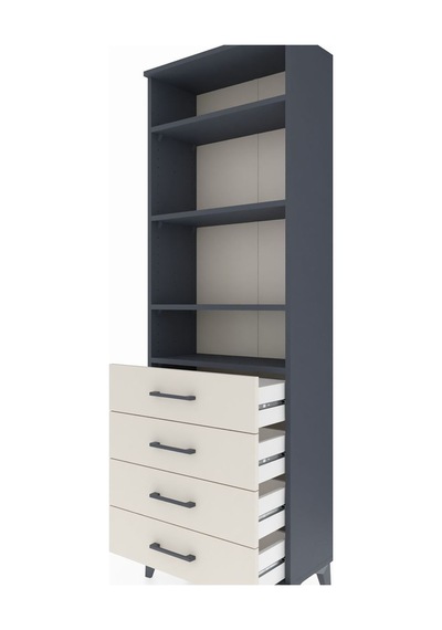 Arges Dolap 4 Raflı 4 Çekmeceli 60x30x182 Antrasit-aytaşı Antrasit