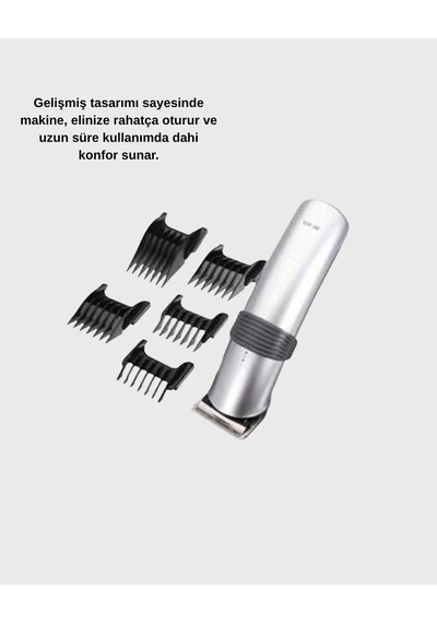 Kablosuz Profesyonel Tıraş Makinesi Şarjlı 60 Dakika Kullanım Süreli Çelik Bıçaklı Sessiz Motor Mh-hs4945-3137