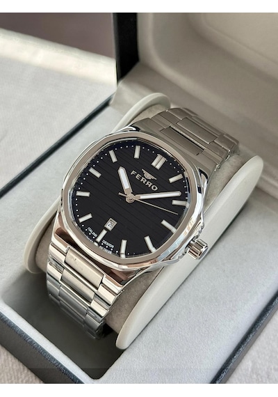 Ferro Fm11648awt-a2 Quartz Çelik Gri Siyah Kadran 40 Mm Erkek Kol Saati Gri