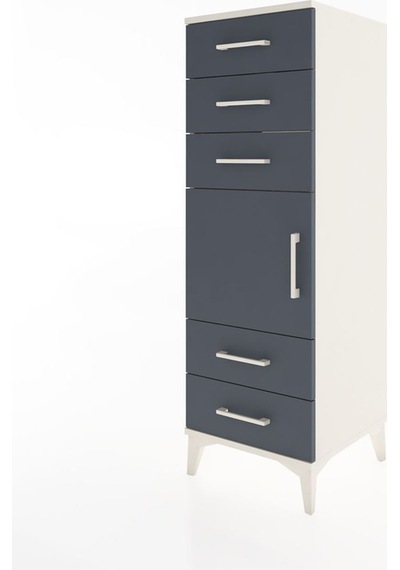 Hyperion Dolap Tek Raflı 5 Çekmeceli Tek Kapaklı 44x44x134 Aytaşı-antrasit Aytası