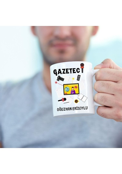 Gazetecilere Özel Tasarımlu Kupa Bardak Saydam
