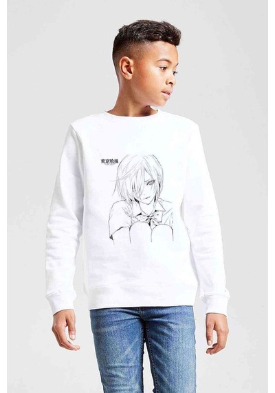 Tshirthane Anime Tokyo Ghoul Anteiku Baskılı Unisex Çocuk Beyaz Sweatshirt (534766128) Beyaz