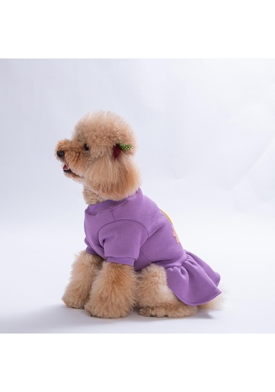Lila Arosa Nivalis Çiçek Nakışlı Kedi Köpek Elbisesi Köpek Kıyafeti Kedi Kıyafeti