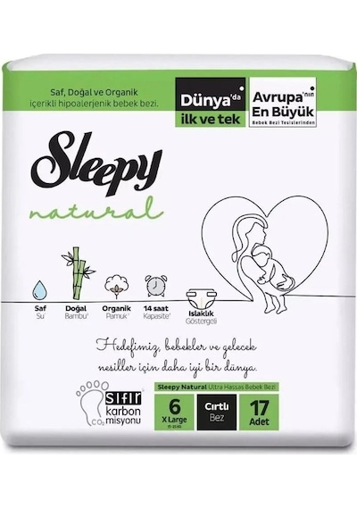 Sleepy Natural Ultra Hassas Bebek Bezi No 6 17 Adet