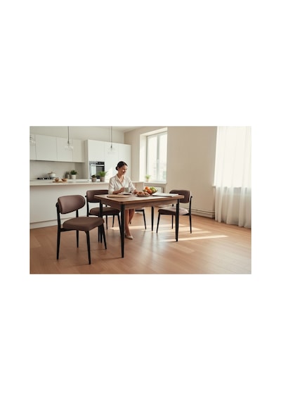 Tool Aksesuar T- 6005 Kemençe 70x120 Mdf Polo Kahverengi 4 Kişilik Yemek Masası Takımı Tool Aksesuar T- 6005 Kemençe 70x120 Mdf Polo Kahverengi 4 Kişilik Yemek Masası Takımı