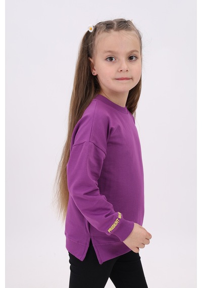 Toontoy Kids Toontoy Kız Çocuk Nakışlı Sweatshirt Mor