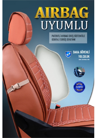 Opel Combo 3 Tekli Lüx Deri Oto Koltuk Kılıfı Ön Arka Takım Safir Tarçın
